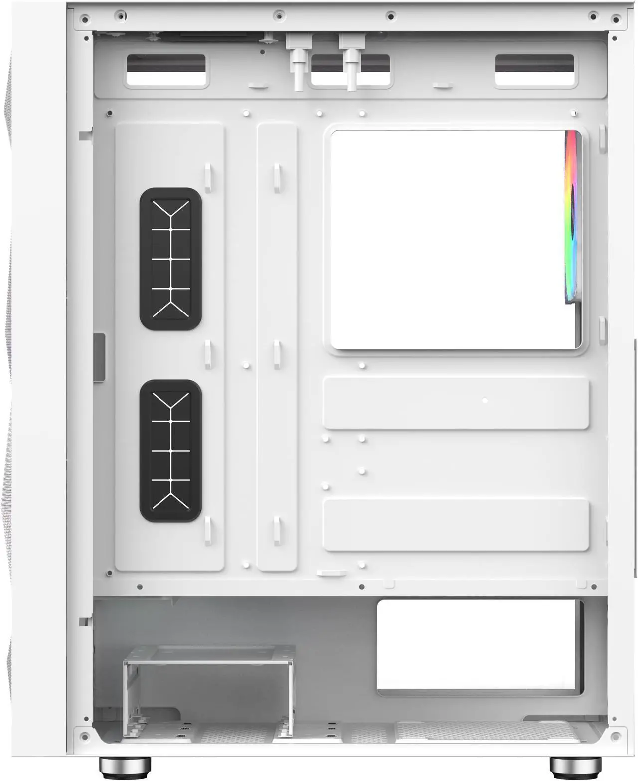 Alt view image 9 of 9 - SAMA 3509 White Tempered Glass Open Door Gaming ATX Computer PC Case Mid Tower Black with 4 Addressable RGB Fans Pre-installed
