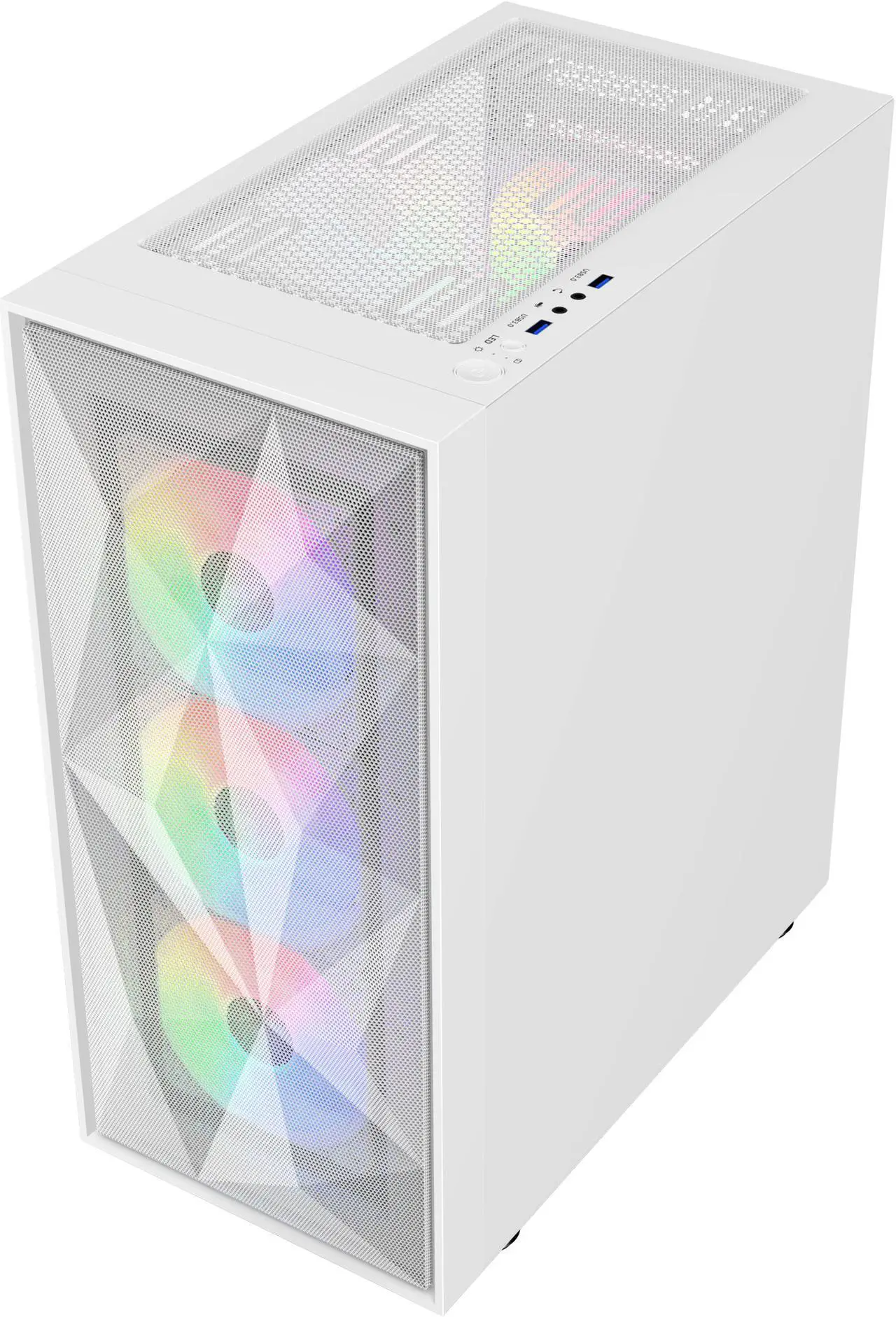 Alt view image 10 of 9 - SAMA 3509 White Tempered Glass Open Door Gaming ATX Computer PC Case Mid Tower Black with 4 Addressable RGB Fans Pre-installed