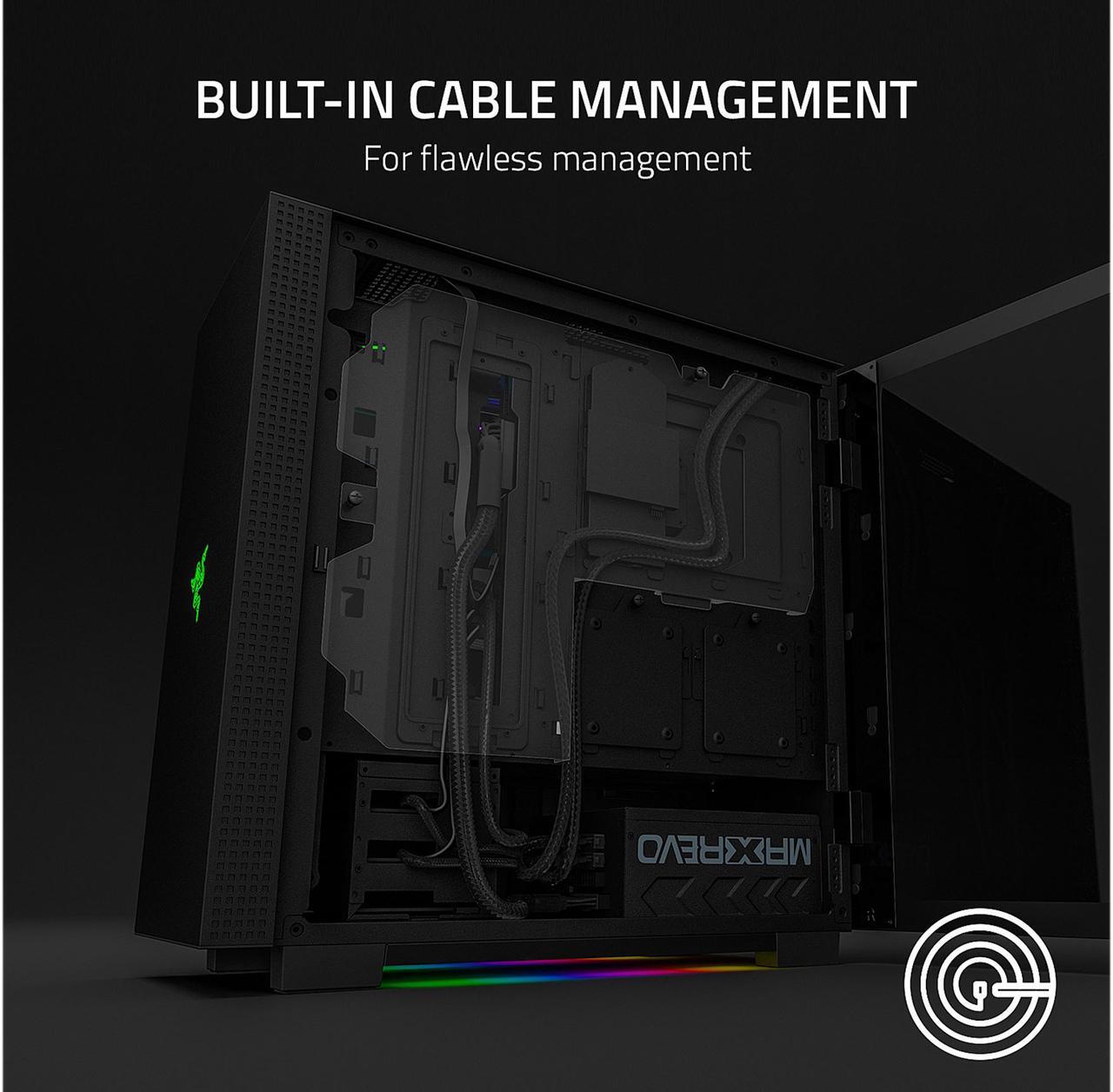 Alt view image 6 of 7 - Razer Tomahawk ATX - Mid Tower Desktop Gaming Chassis PC Case Tempered Glass RGB
