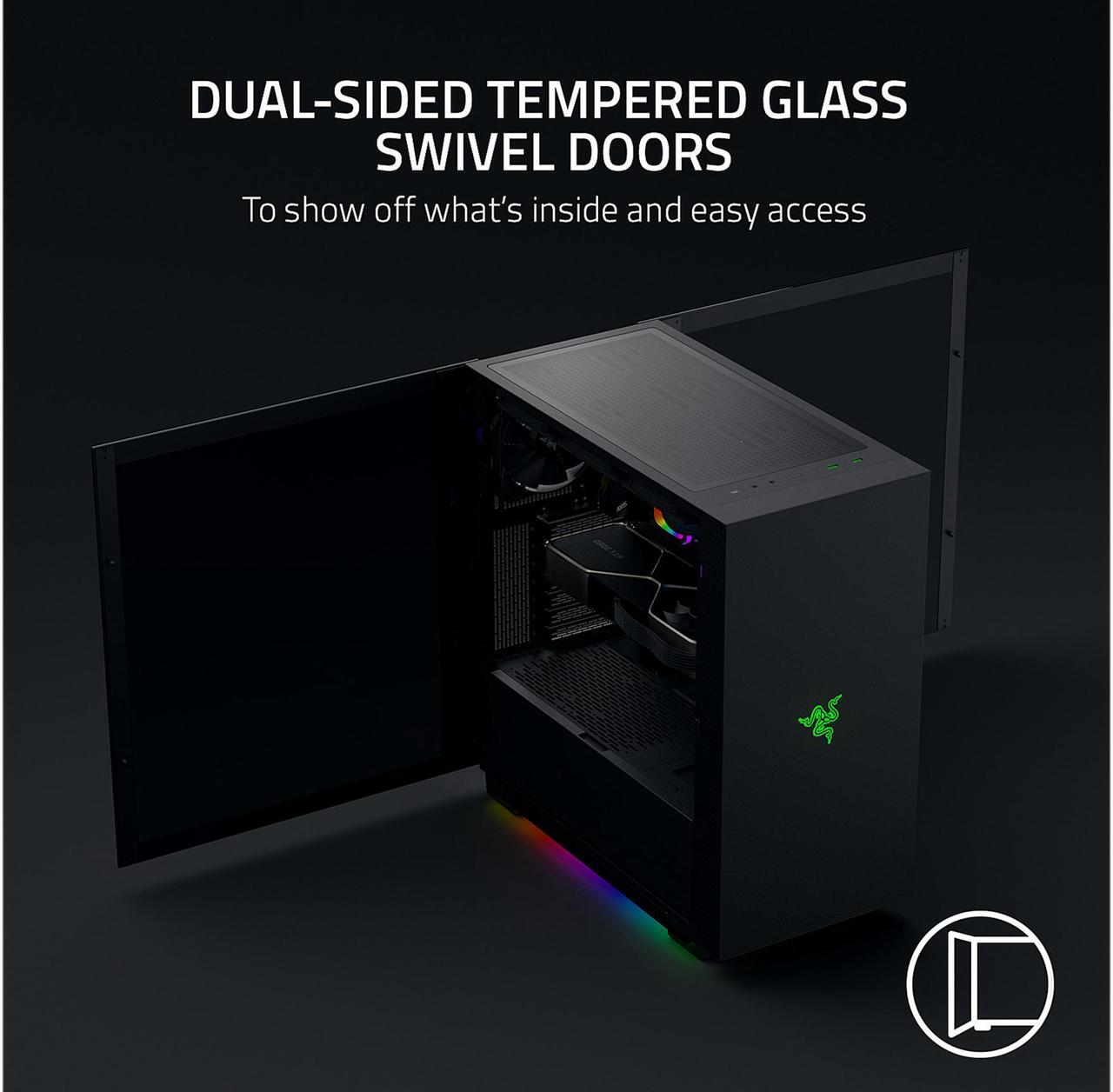 Alt view image 8 of 7 - Razer Tomahawk ATX - Mid Tower Desktop Gaming Chassis PC Case Tempered Glass RGB