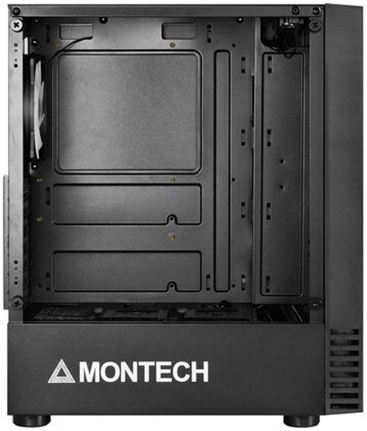 Alt view image 2 of 6 - Montech X2 MESH Black ATX Mid-Tower Case/High Airflow, Fine Mesh Front Panel, Full Glass Side Panel
, Pre-Installed 2 x 140mm, 1 x 120 mm Rainbow Led Fans