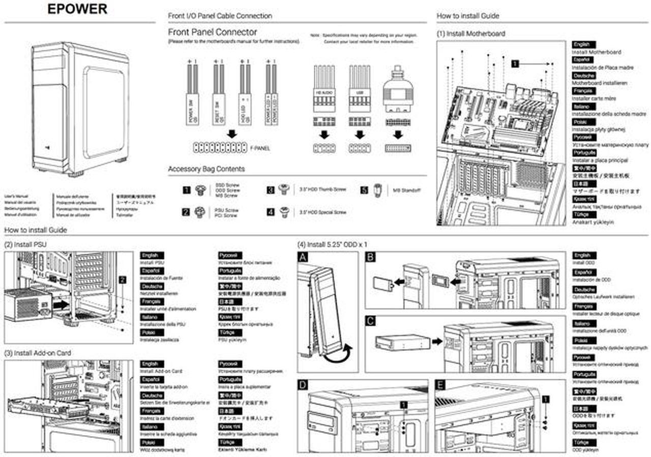 Alt view image 7 of 7 - EPOWER EP-2002BB-450 Mid Tower ATX/Micro ATX Black Computer Case with 450W Power Supply