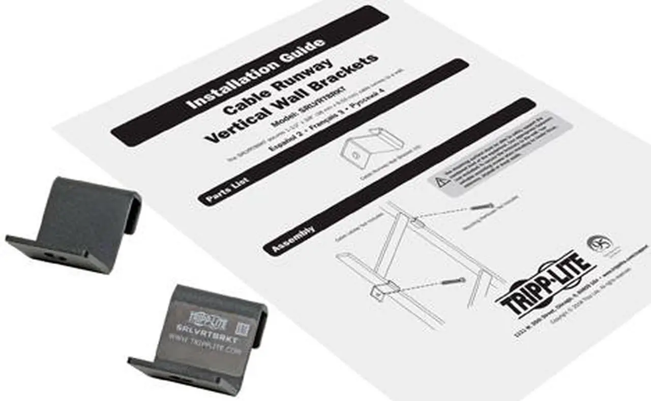 Alt view image 5 of 6 - TRIPP LITE SRLVRTBRKT Cable Runway Vertical Wall Brackets, Straight
