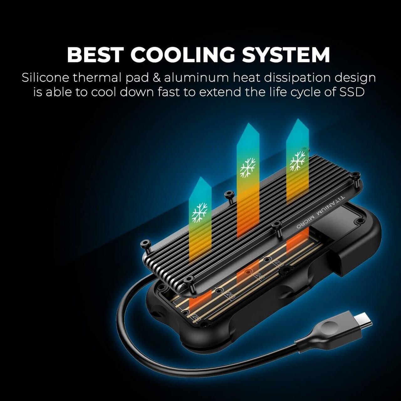 Alt view image 7 of 7 - Titanium Micro External SSD 500GB - Mercury Portable SSD, Up to 1000MB/s, USB 3.2 Gen 2 USB-C, USB-A, Rugged IP66 Water Drop Resistance, External Solid State Drive Slim and Lightweight Storage