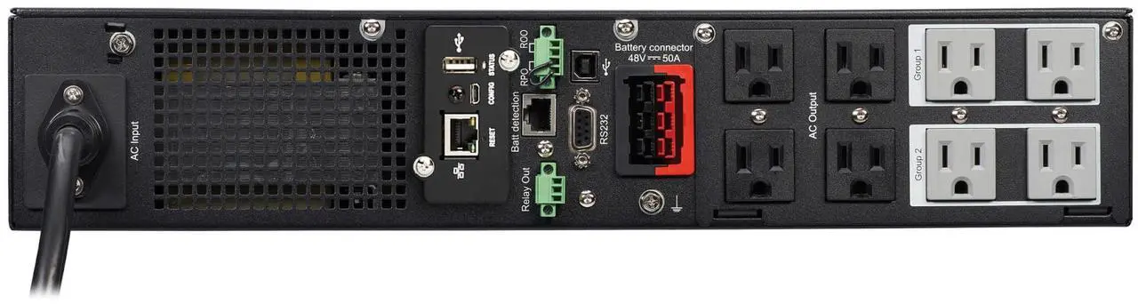 Alt view image 5 of 10 - Tripp Lite series SmartPro 1000VA 1000W 120V Line-Interactive Sine Wave UPS - 8 Outlets, Extended Run, Network Card Included, LCD, USB, DB9, 2U Rack/Tower (SMART1000RMX2UN)