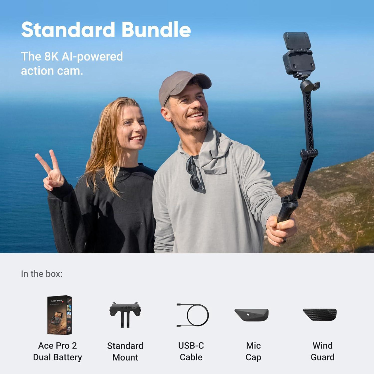 Open Box: Insta360 Ace Pro 2, 8K AI-Powered Action Camera, Standard Bundle w/ Single Battery, Midnight Black - Newegg.com - Open Box condition - Image 12