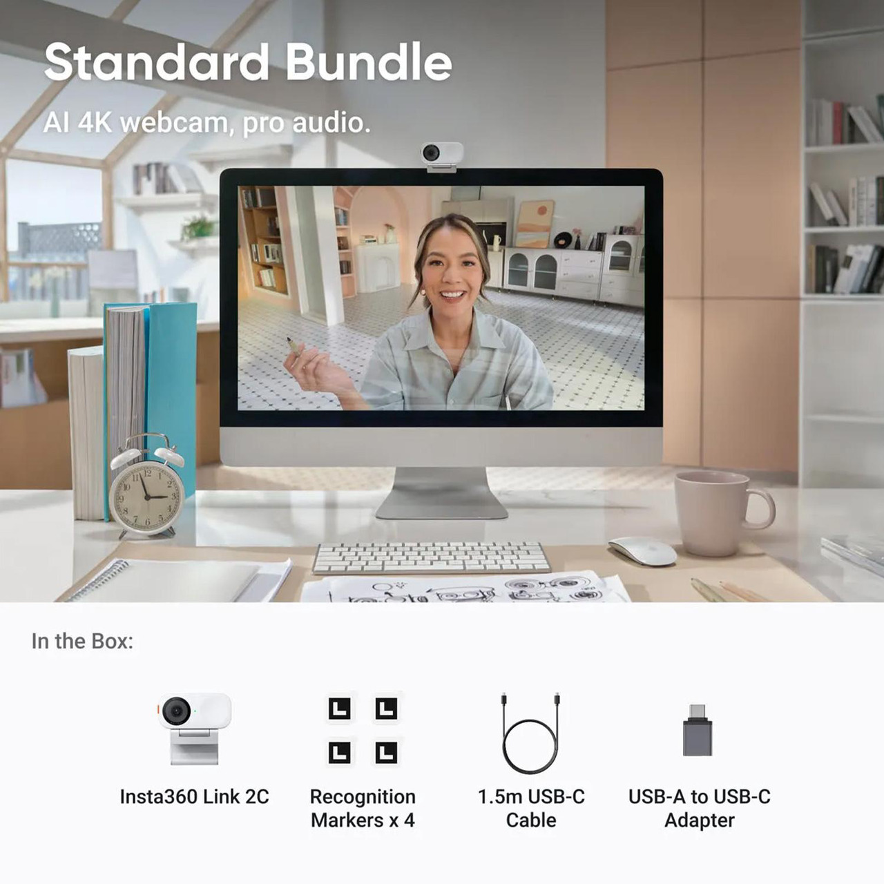 Open Box: Insta360 Link 2C 4K AI Webcam, Standard Bundle, Arctic White - Newegg.com - Open Box condition - Image 9