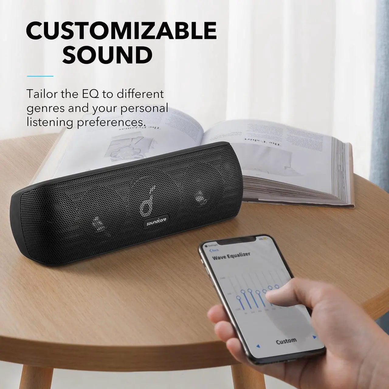 Alt view image 2 of 7 - Anker Soundcore Motion+ Bluetooth Speaker with Hi-Res 30W Audio, Extended Bass and Treble, Wireless HiFi Portable Speaker with App, Customizable EQ, 12-Hour Playtime, IPX7 Waterproof, and USB-C