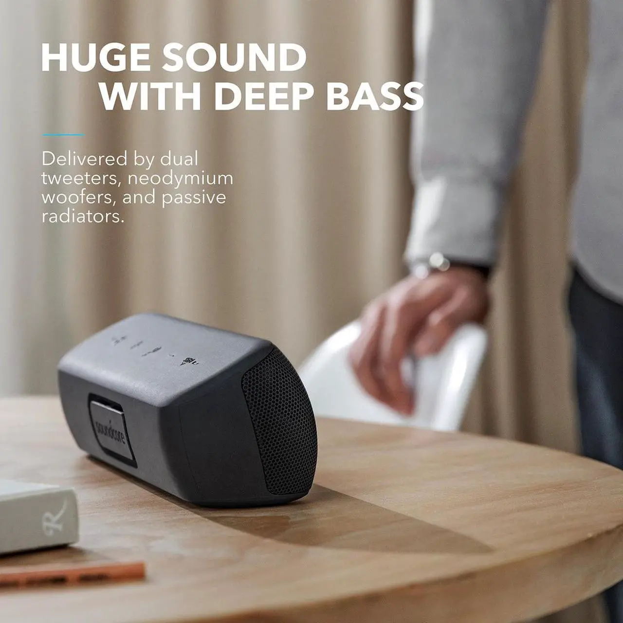 Alt view image 6 of 7 - Anker Soundcore Motion+ Bluetooth Speaker with Hi-Res 30W Audio, Extended Bass and Treble, Wireless HiFi Portable Speaker with App, Customizable EQ, 12-Hour Playtime, IPX7 Waterproof, and USB-C