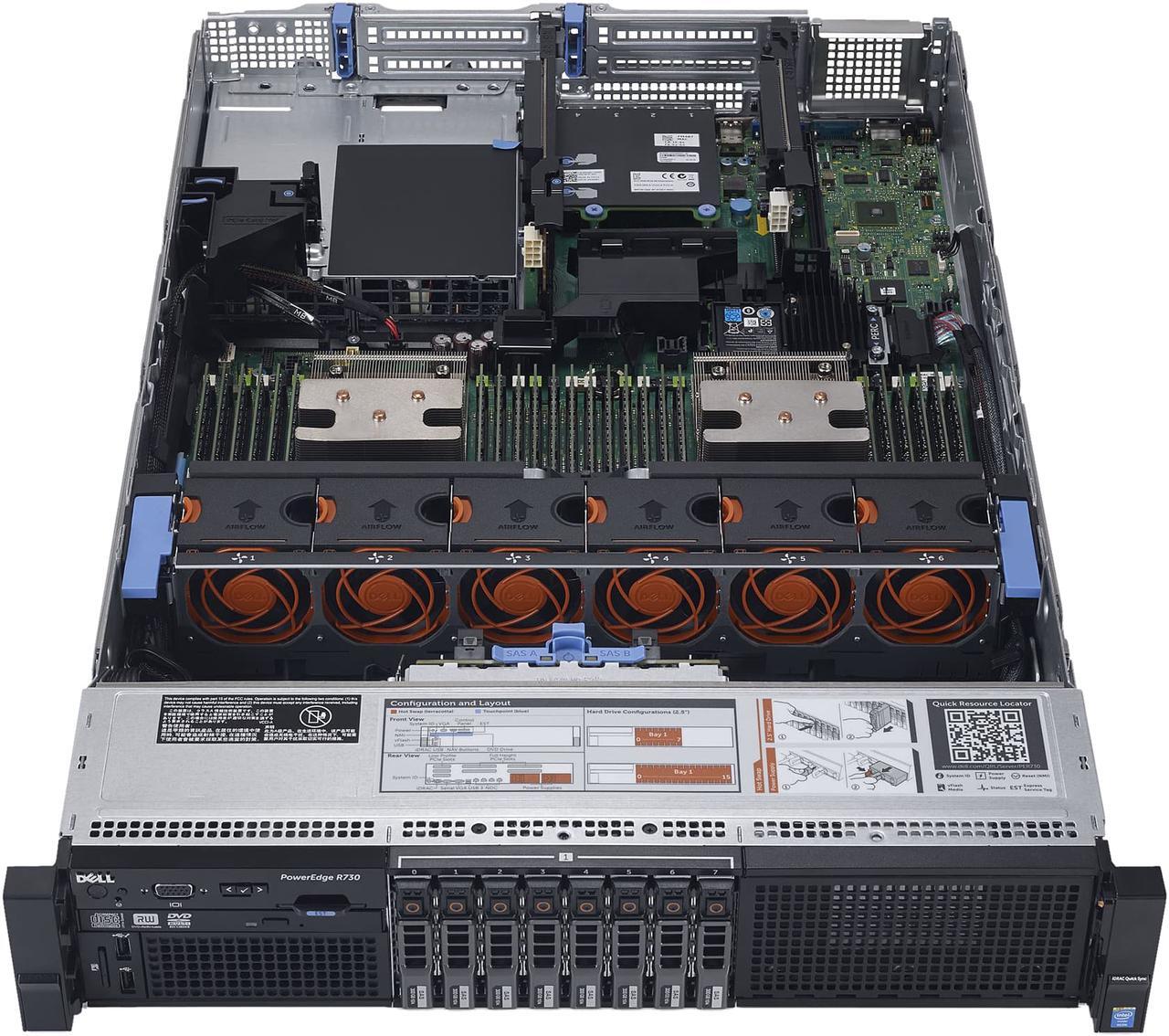 Alt view image 2 of 4 - Dell PowerEdge R730 - Server - rack-mountable - 2U - 2-way - 2 x Xeon E5-2660V4 / 2 GHz - RAM 64 GB - SAS - hot-swap 2.5" - HDD 1.2 TB - G200eR2 - GigE - no OS - monitor: none