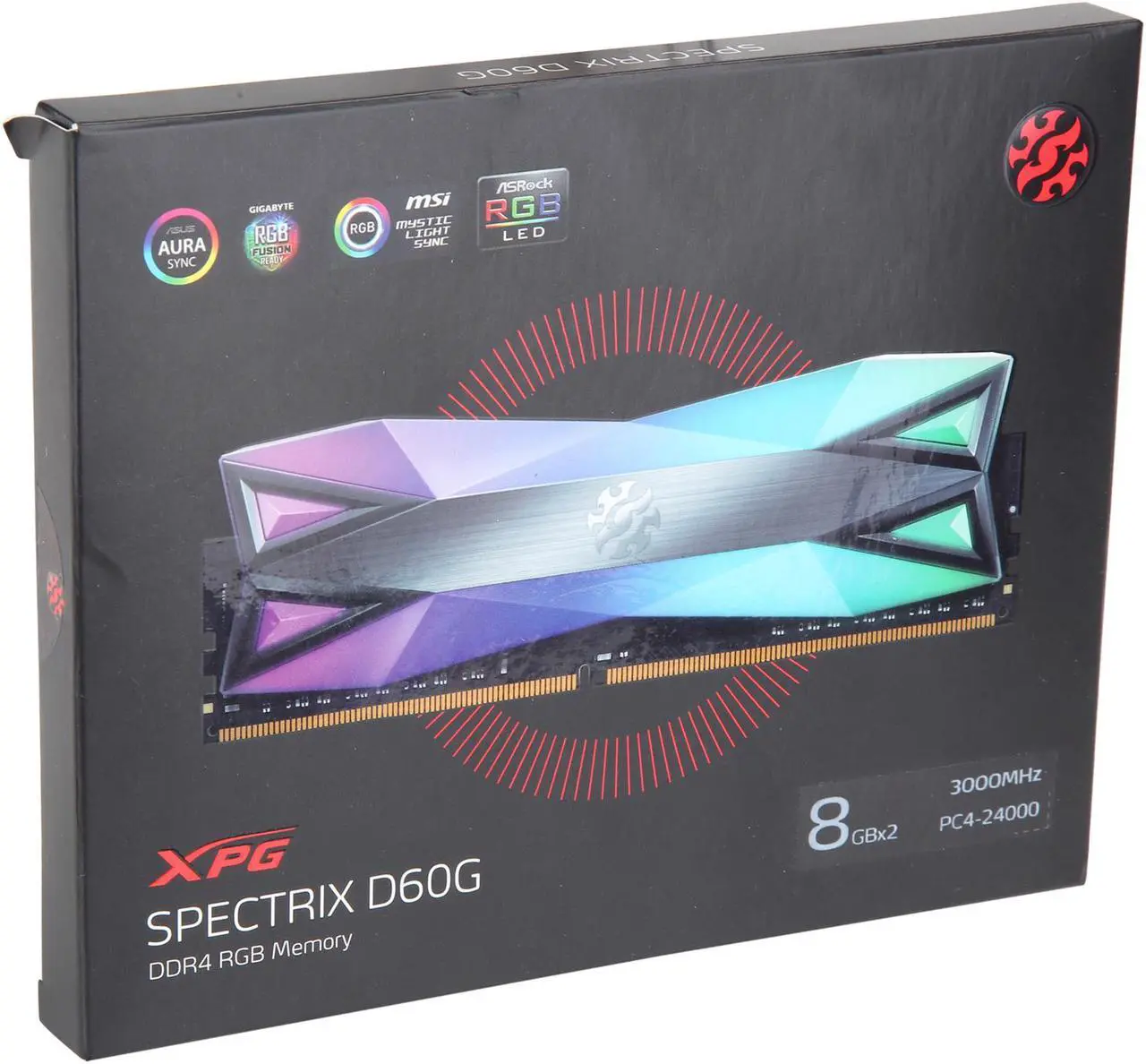 Alt view image 4 of 8 - XPG SPECTRIX D60G RGB Desktop Memory Series: 16GB (2x8GB) DDR4 3200MHz CL16 GREY