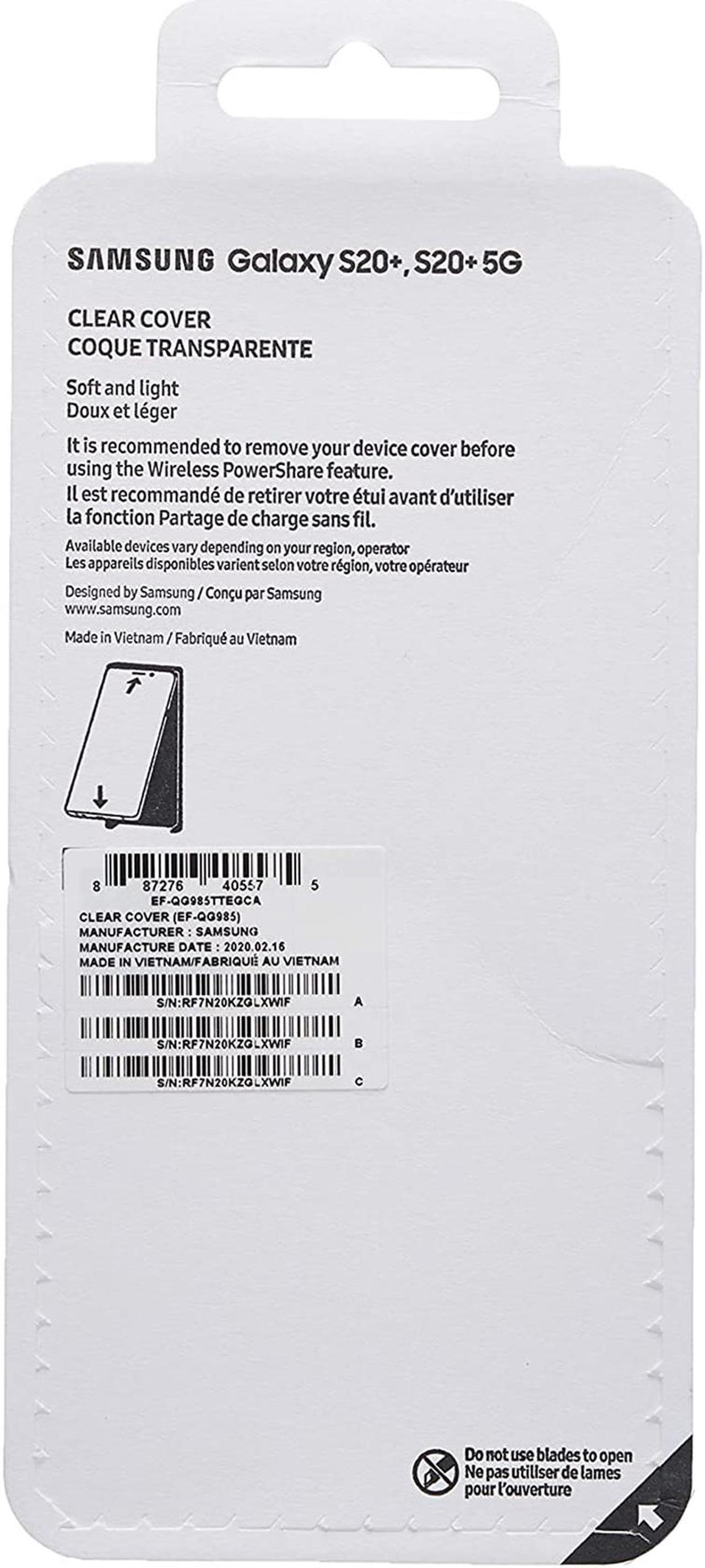 Alt view image 4 of 4 - Samsung EF-QG985TTEGCA Case for Galaxy S20+ - Clear