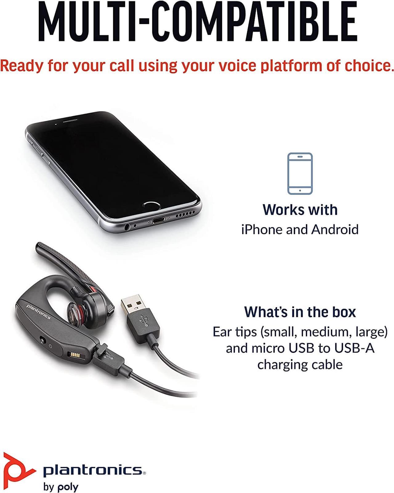 Alt view image 6 of 7 - Poly - Voyager 5200 Wireless - Single-Ear Bluetooth Headset w/Noise (Plantronics) -Canceling Mic - Ergonomic Design - Voice Controls - Lightweight - Connect to Mobile/Tablet via Bluetooth