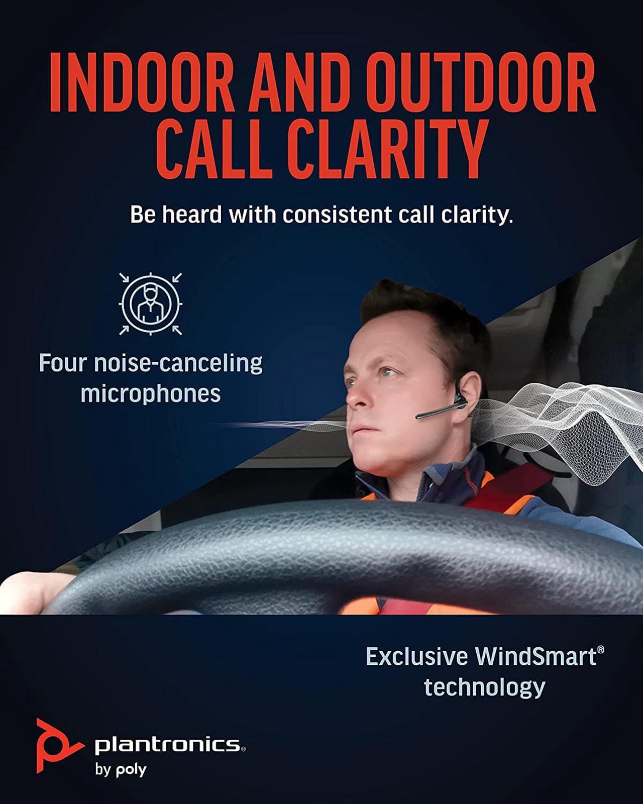 Alt view image 3 of 7 - Poly - Voyager 5200 Wireless - Single-Ear Bluetooth Headset w/Noise (Plantronics) -Canceling Mic - Ergonomic Design - Voice Controls - Lightweight - Connect to Mobile/Tablet via Bluetooth