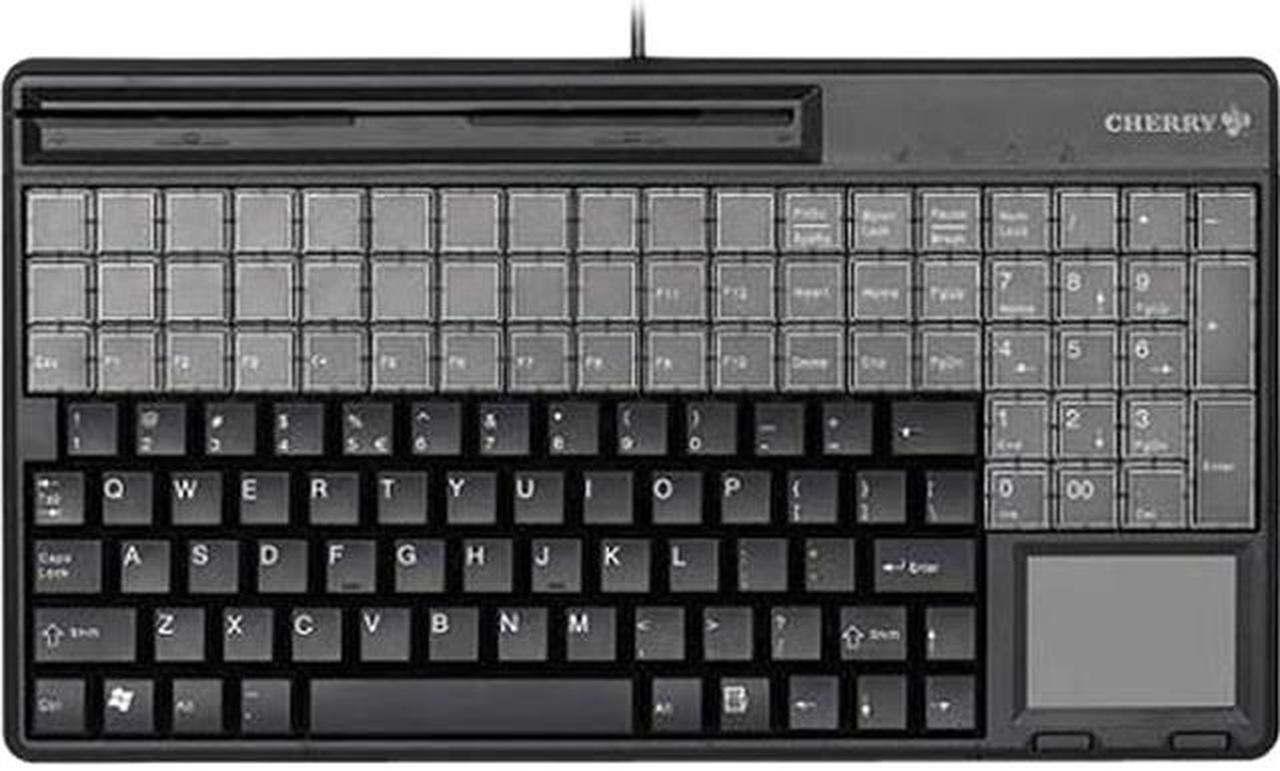 Main image of SPOS QWERTY KEYBOARD, BLACK, 14, USB, W/ 3 TRACK MSR, TOUCHPAD. US 123 LAYOUT W/