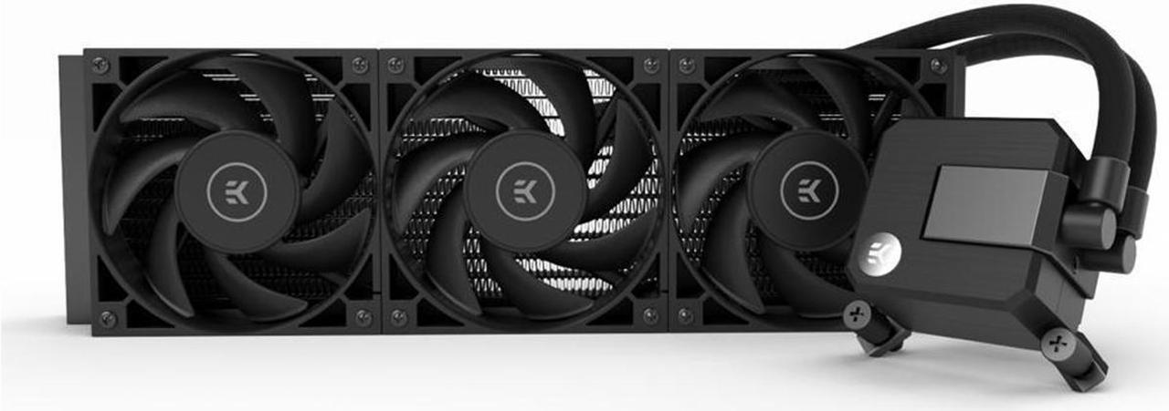 Main image of EK 360mm AIO Basic, All-in-One Liquid CPU Cooler with EK-Vardar High-Performance PMW Fans, 120mm Fan, Intel 115X/1200/2066, AMD AM4, (360mm AIO) LGA 1700 Compatible(Requires purchase of LGA 1700 Kit)