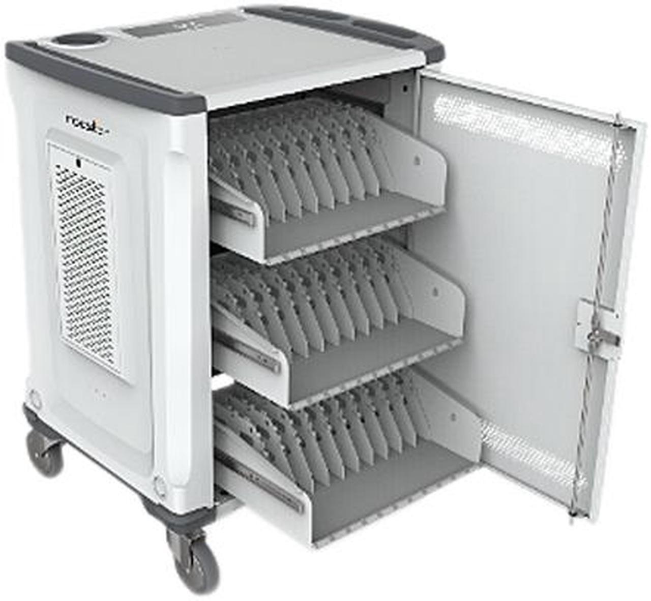 Alt view image 2 of 5 - Rocstor Volt® C32 Charging Cart with Intelligent Power Charging - Up to 32 Device Intelligent Power Charging Cart for Notebooks, Chromebook®, MacBook®, and Macbook® Pro- 3 Slide-out