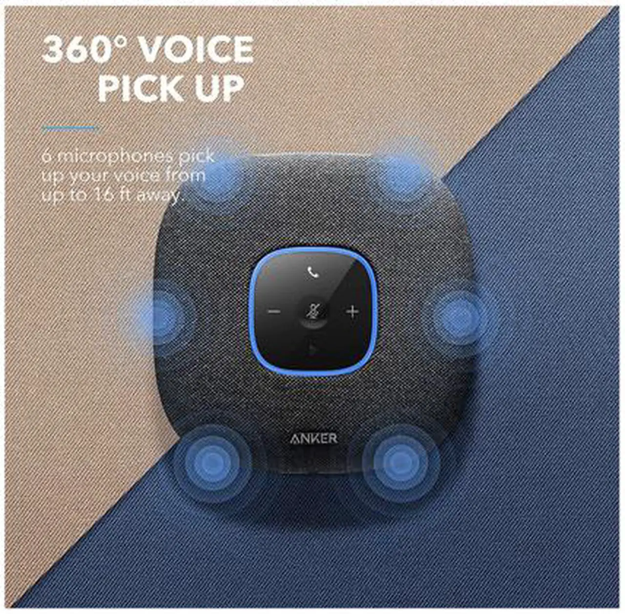 Alt view image 4 of 5 - Anker PowerConf S3 Bluetooth Speakerphone with 6 Mics, Enhanced Voice Pickup, 24H Call Time, App Control, Bluetooth 5, USB C, Conference Speaker Compatible with Leading Platforms, Home Office
