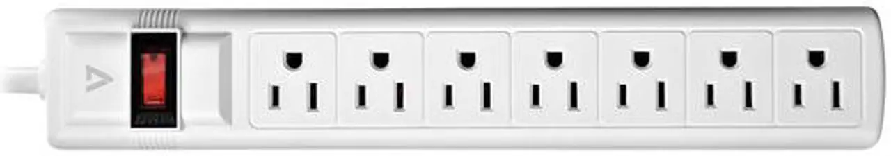 Alt view image 2 of 5 - V7 SA0712W-9N6 7-Outlet Surge Protector, 12 Feet cord, 1050 Joules - White