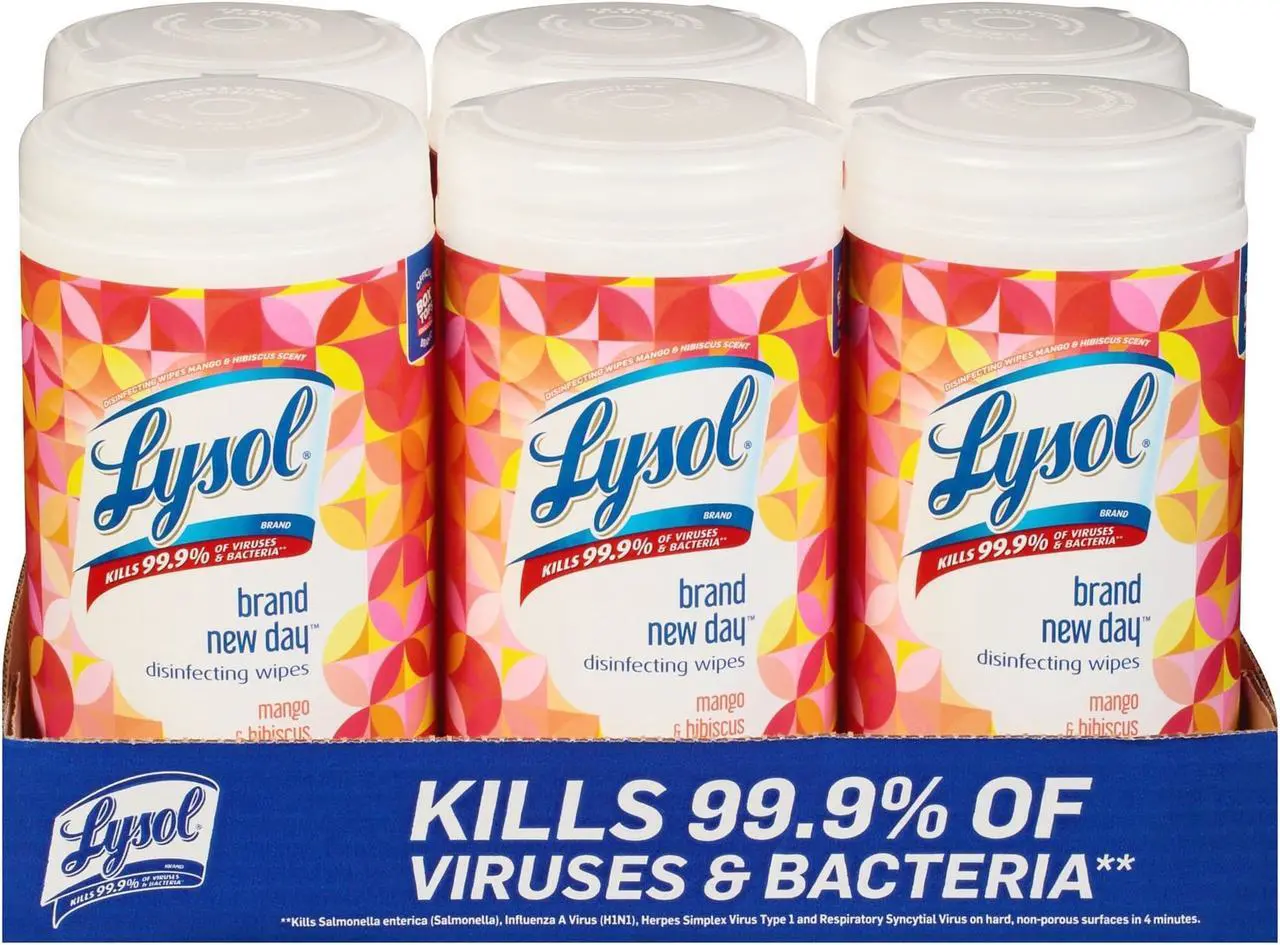 Alt view image 4 of 4 - Lysol Brand New Day Disinfecting Wipes - Mango Scent - 80/Canister - 6/Carton 97181CT