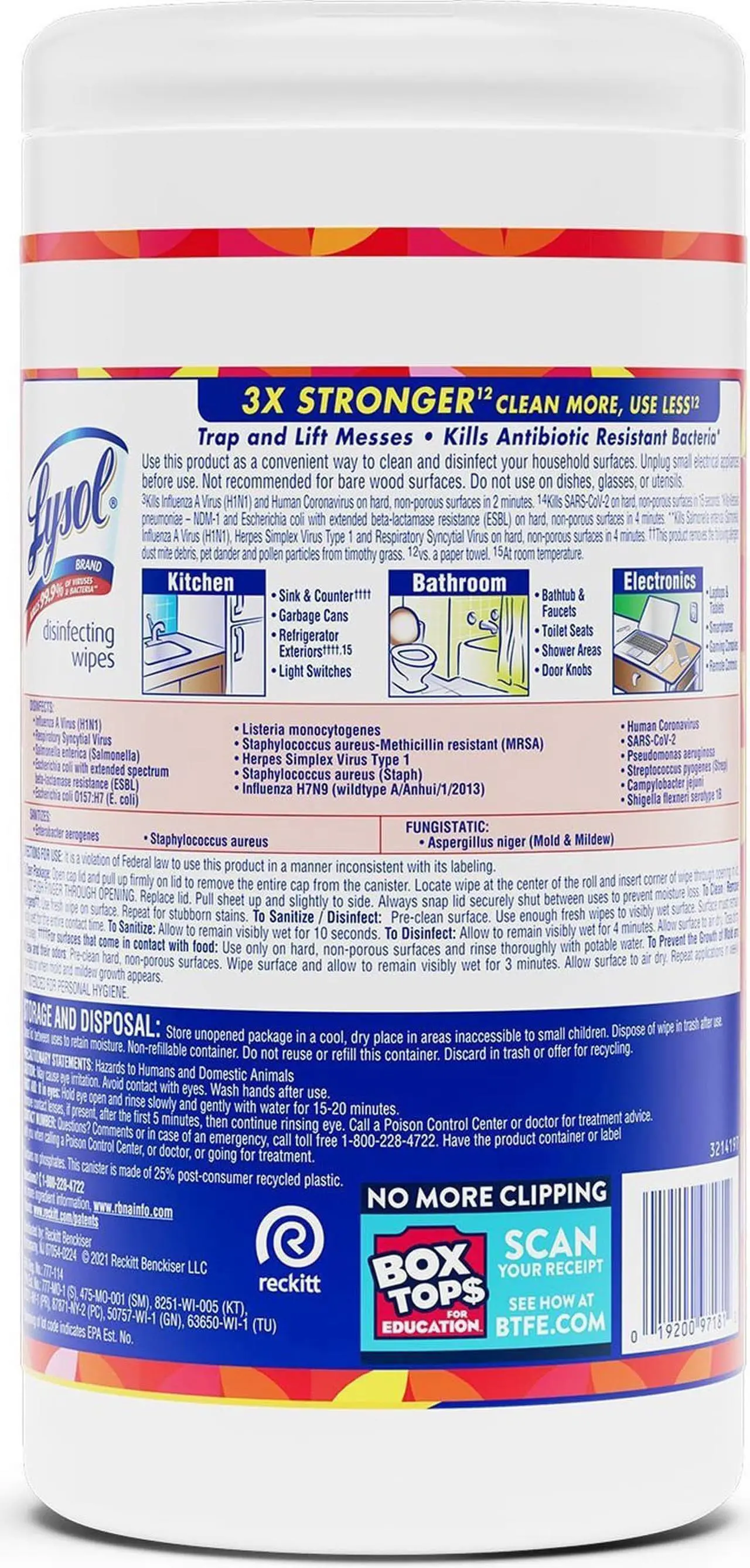 Alt view image 3 of 4 - Lysol Brand New Day Disinfecting Wipes - Mango Scent - 80/Canister - 6/Carton 97181CT