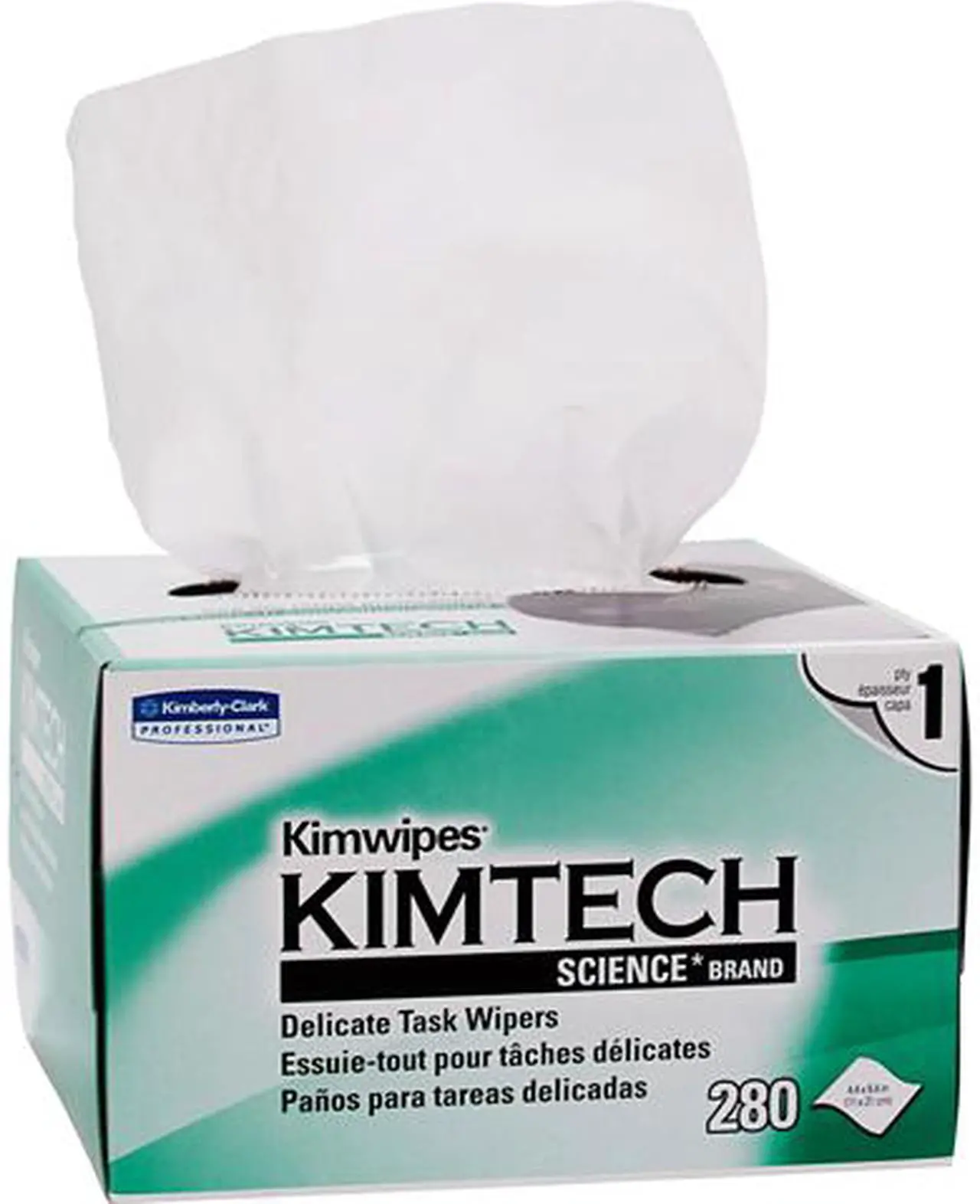 Main image of Kimwipes Delicate Task Kimtech Science Wipers (34155), White, 1-PLY, 280 Sheets / Box