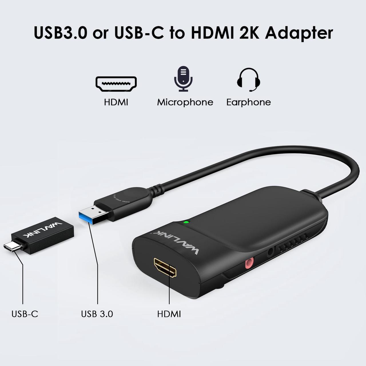 Alt view image 2 of 7 - Wavlink USB 3.0 to HDMI Universal Video Graphics Adapter with Audio Port Displaylink Chip Supports up to 6 Monitor displays, 2048x1152 External Video Card Adapter Support Windows & Chrome OS