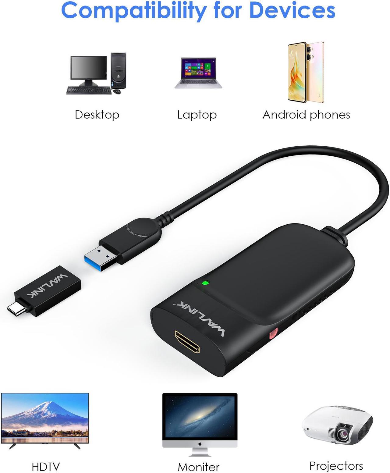 Alt view image 4 of 7 - Wavlink USB 3.0 to HDMI Universal Video Graphics Adapter with Audio Port Displaylink Chip Supports up to 6 Monitor displays, 2048x1152 External Video Card Adapter Support Windows & Chrome OS
