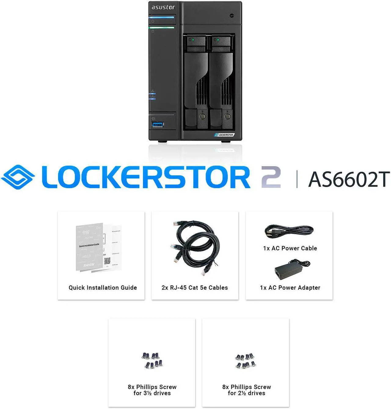 Alt view image 4 of 6 - Asustor AS6602T 2 Bay Lockerstor 2 Desktop NAS (Diskless)