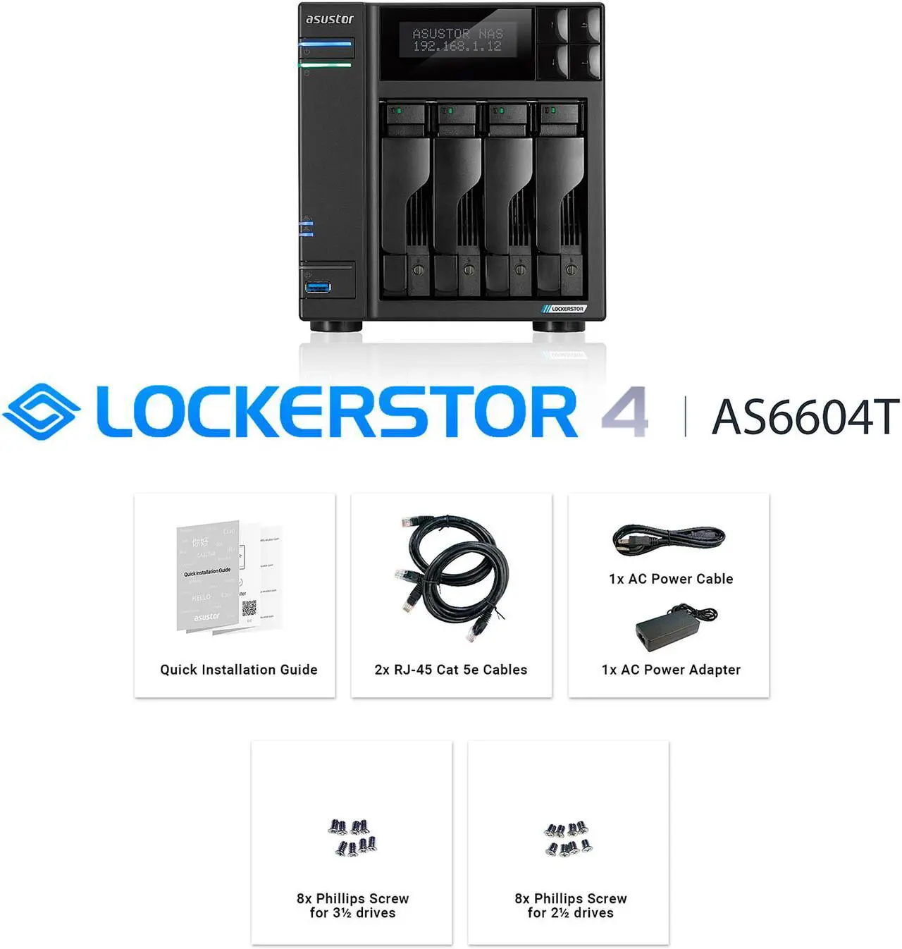 Alt view image 4 of 6 - Asustor AS6604T 4 Bay Lockerstor 4 Desktop NAS (Diskless)