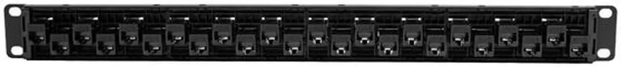 Alt view image 2 of 6 - 24-PORT 1U RACK-MOUNT CAT5E/6 OFFSET FEED-THROUGH PATCH PANEL WITH CABLE MANAGEM