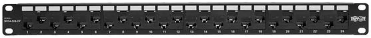 Alt view image 3 of 6 - 24-PORT 1U RACK-MOUNT CAT5E/6 OFFSET FEED-THROUGH PATCH PANEL WITH CABLE MANAGEM