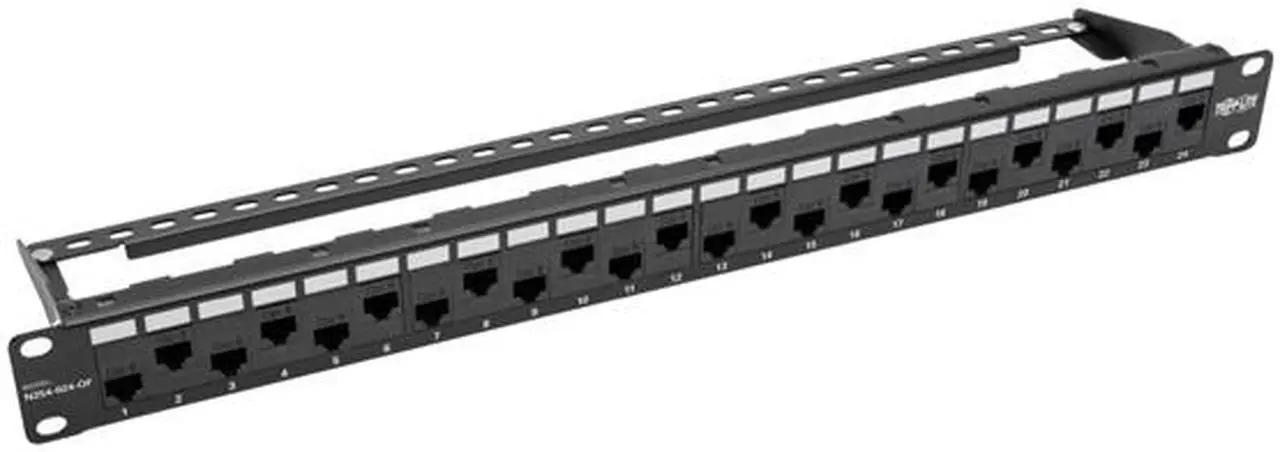 Alt view image 4 of 6 - 24-PORT 1U RACK-MOUNT CAT5E/6 OFFSET FEED-THROUGH PATCH PANEL WITH CABLE MANAGEM