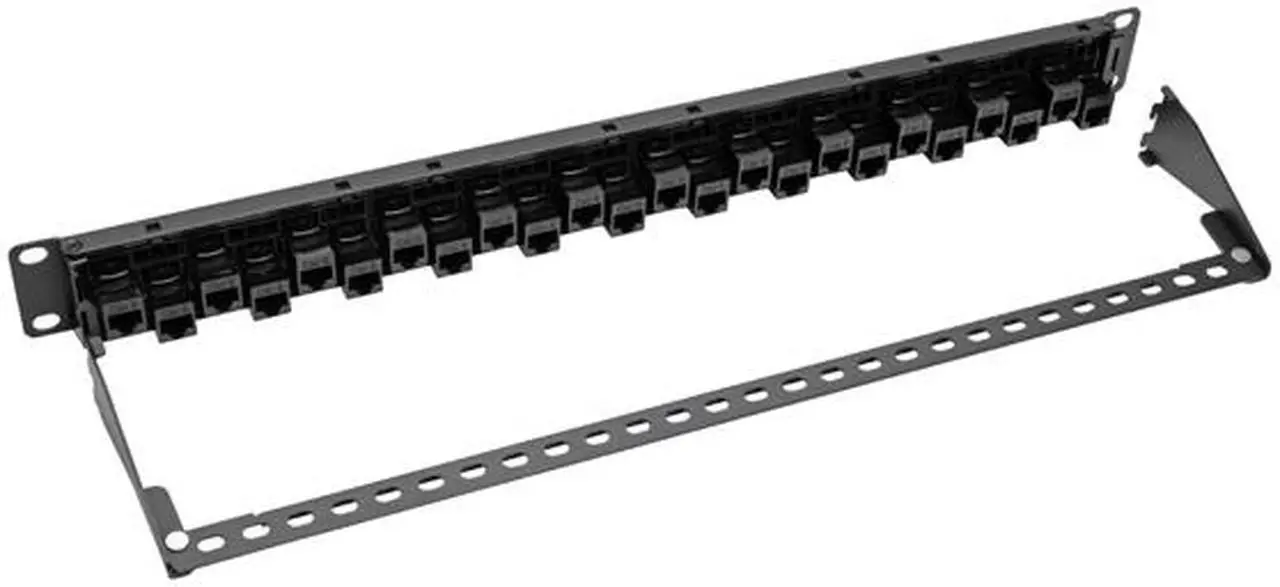Alt view image 6 of 6 - 24-PORT 1U RACK-MOUNT CAT5E/6 OFFSET FEED-THROUGH PATCH PANEL WITH CABLE MANAGEM