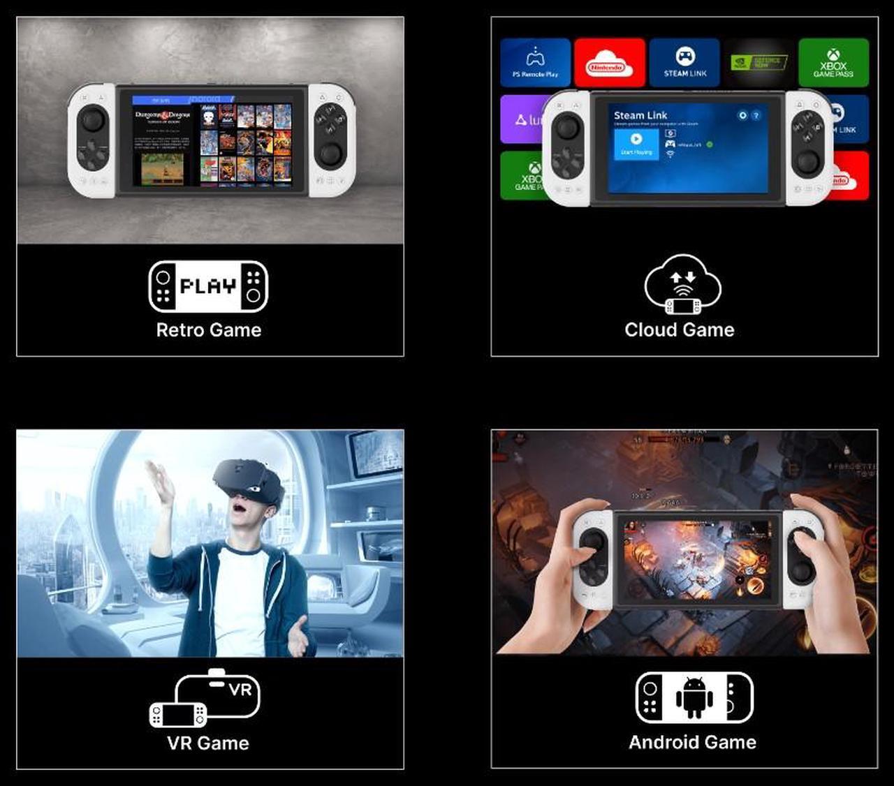 Alt view image 12 of 11 - PIMAXVR Portal Qled Handheld Game Console with 4K Qled plus mini-Led Display, Gaming Console for Android, Retro Video Games, Cloud Gaming, Handheld Emulator, 8G+256G, Black