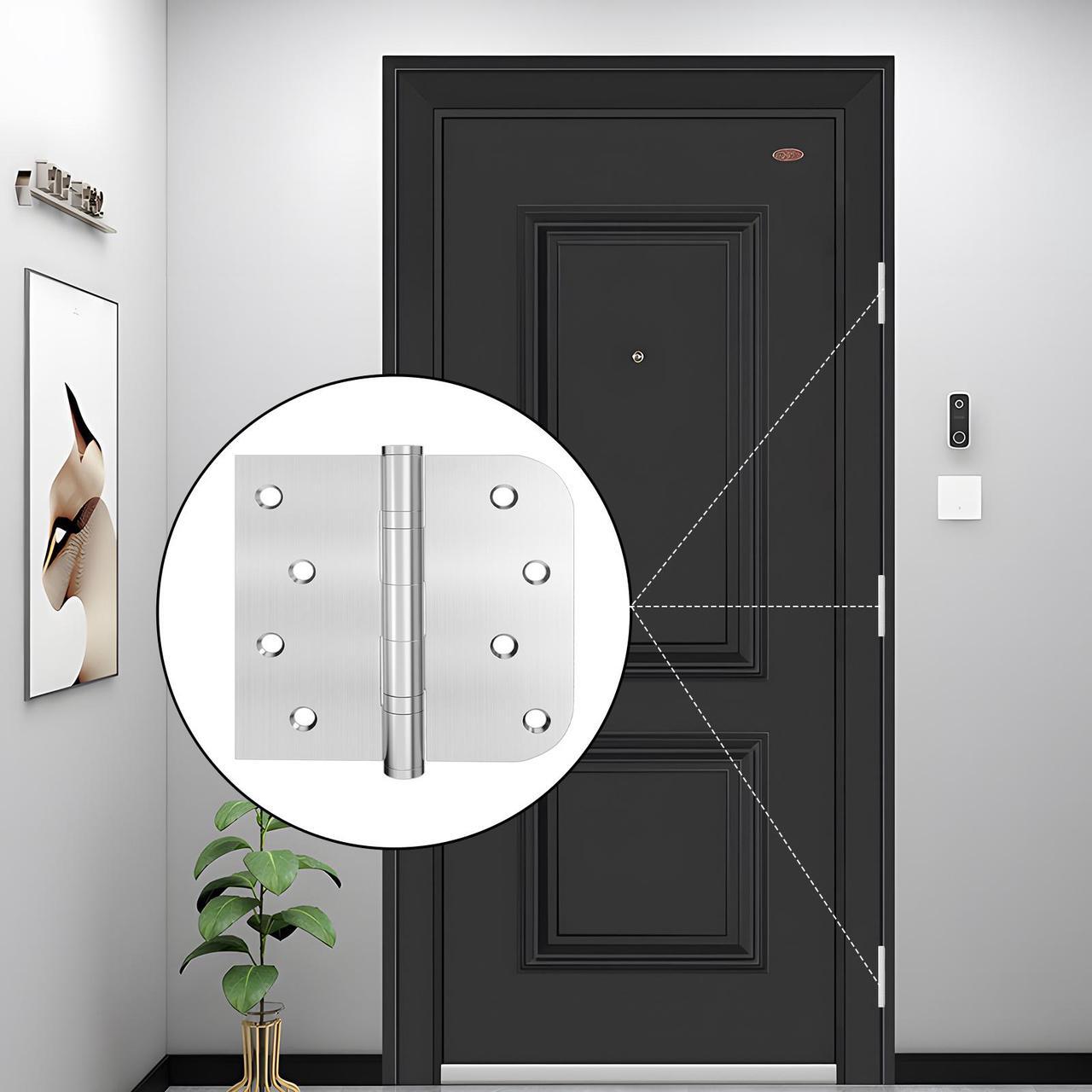 Alt view image 5 of 7 - Hinges, 3 Pack Door Hinges Stainless Steel Hinges with 4 Inch Square Rounded 5/8" Radius Corner Hinges Interior/Exterior Door Hinges Heavy Duty Hinges