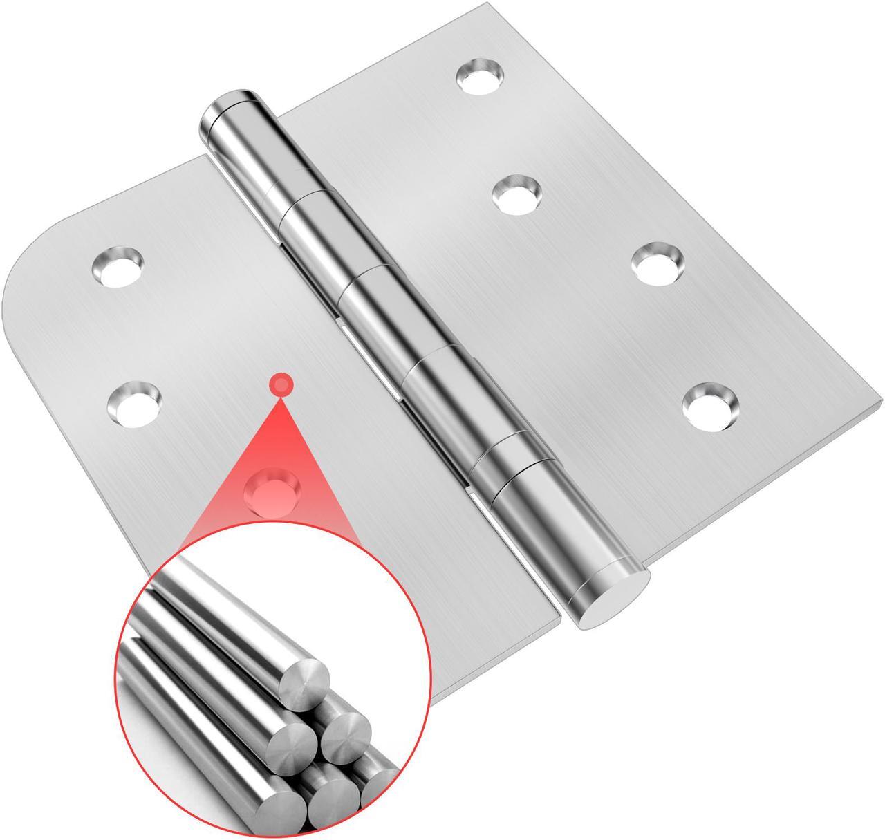 Alt view image 6 of 7 - Hinges, 3 Pack Door Hinges Stainless Steel Hinges with 4 Inch Square Rounded 5/8" Radius Corner Hinges Interior/Exterior Door Hinges Heavy Duty Hinges