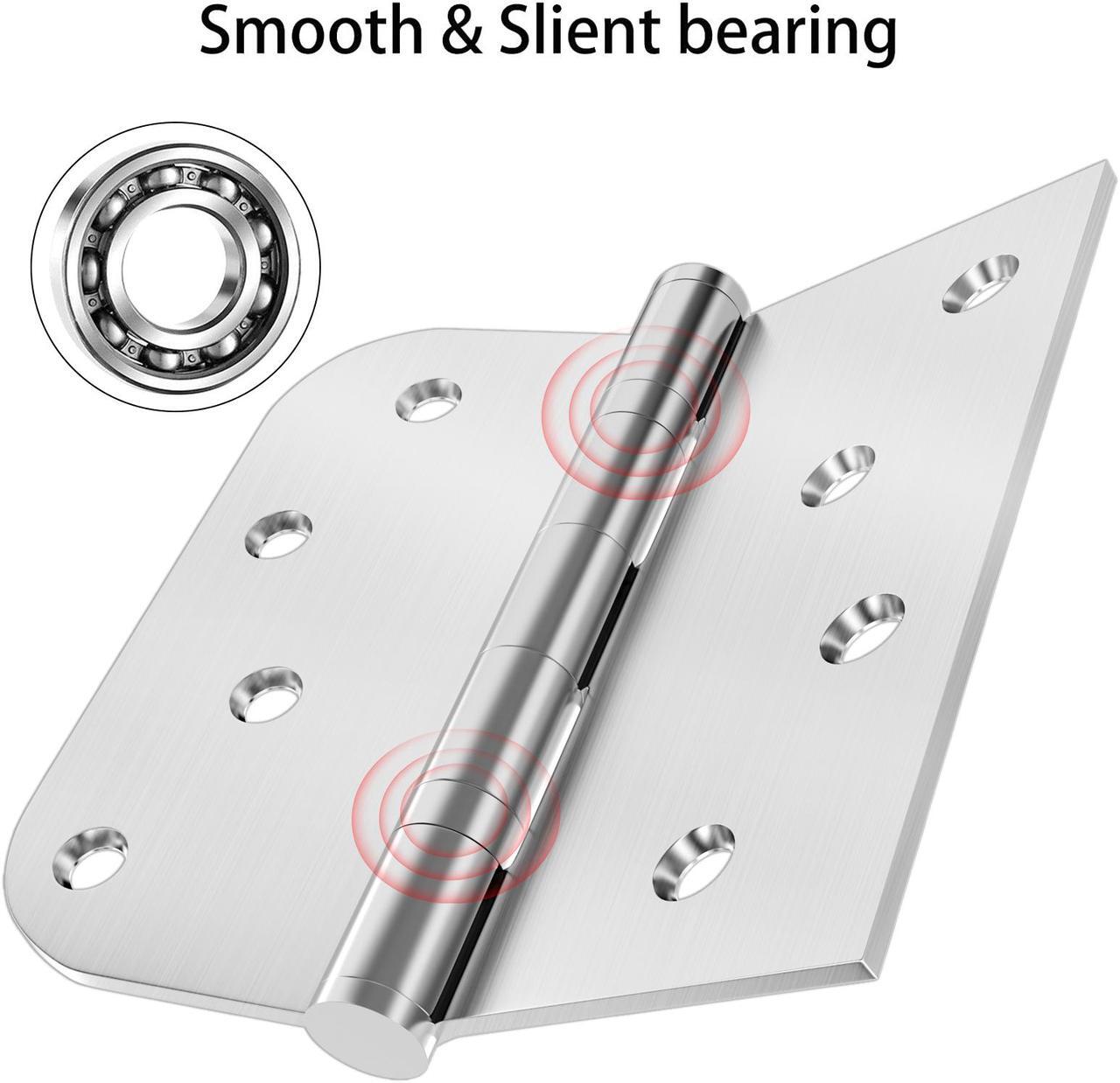 Alt view image 7 of 7 - Hinges, 3 Pack Door Hinges Stainless Steel Hinges with 4 Inch Square Rounded 5/8" Radius Corner Hinges Interior/Exterior Door Hinges Heavy Duty Hinges