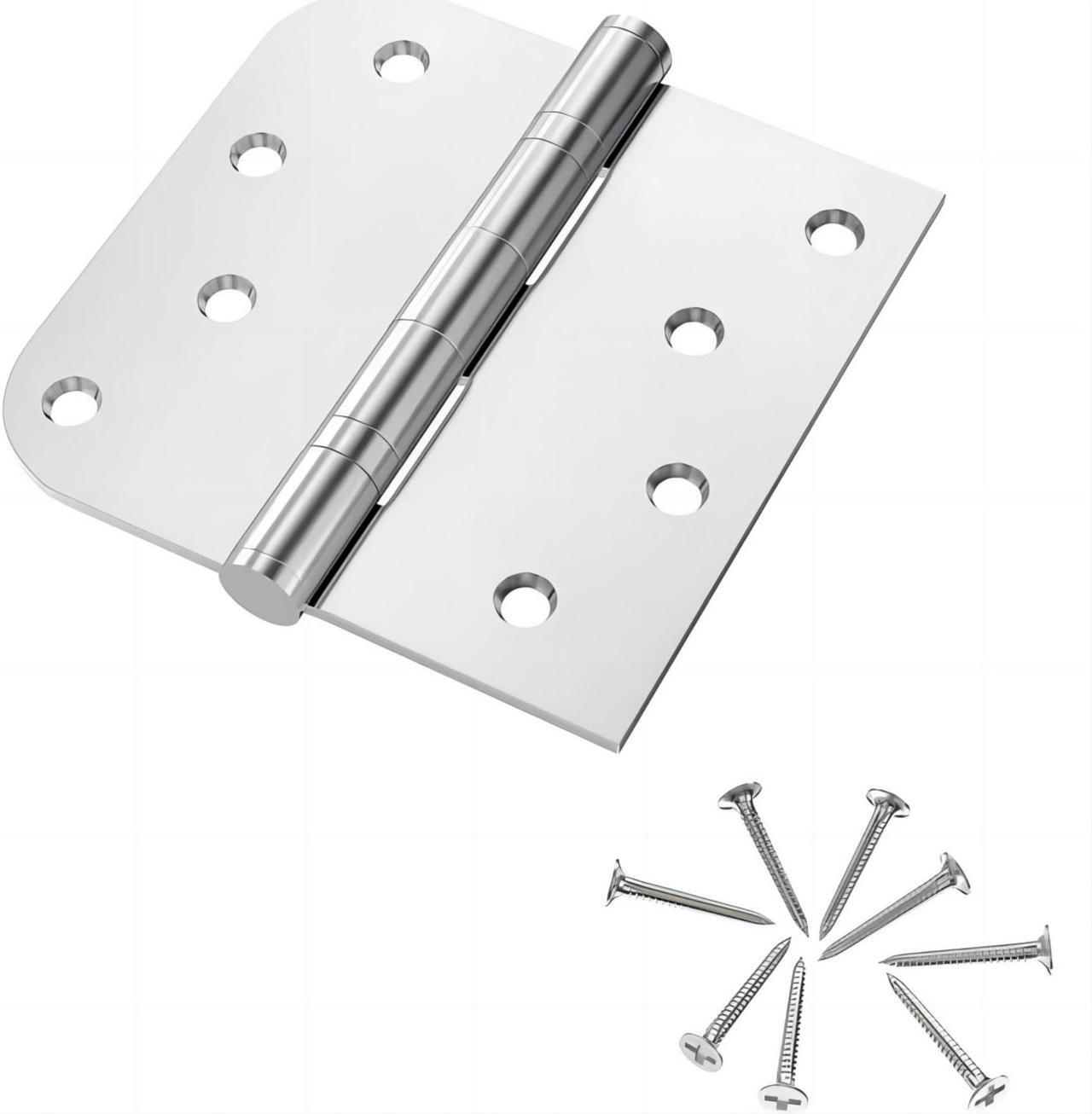 Main image of Hinges, 3 Pack Door Hinges Stainless Steel Hinges with 4 Inch Square Rounded 5/8" Radius Corner Hinges Interior/Exterior Door Hinges Heavy Duty Hinges