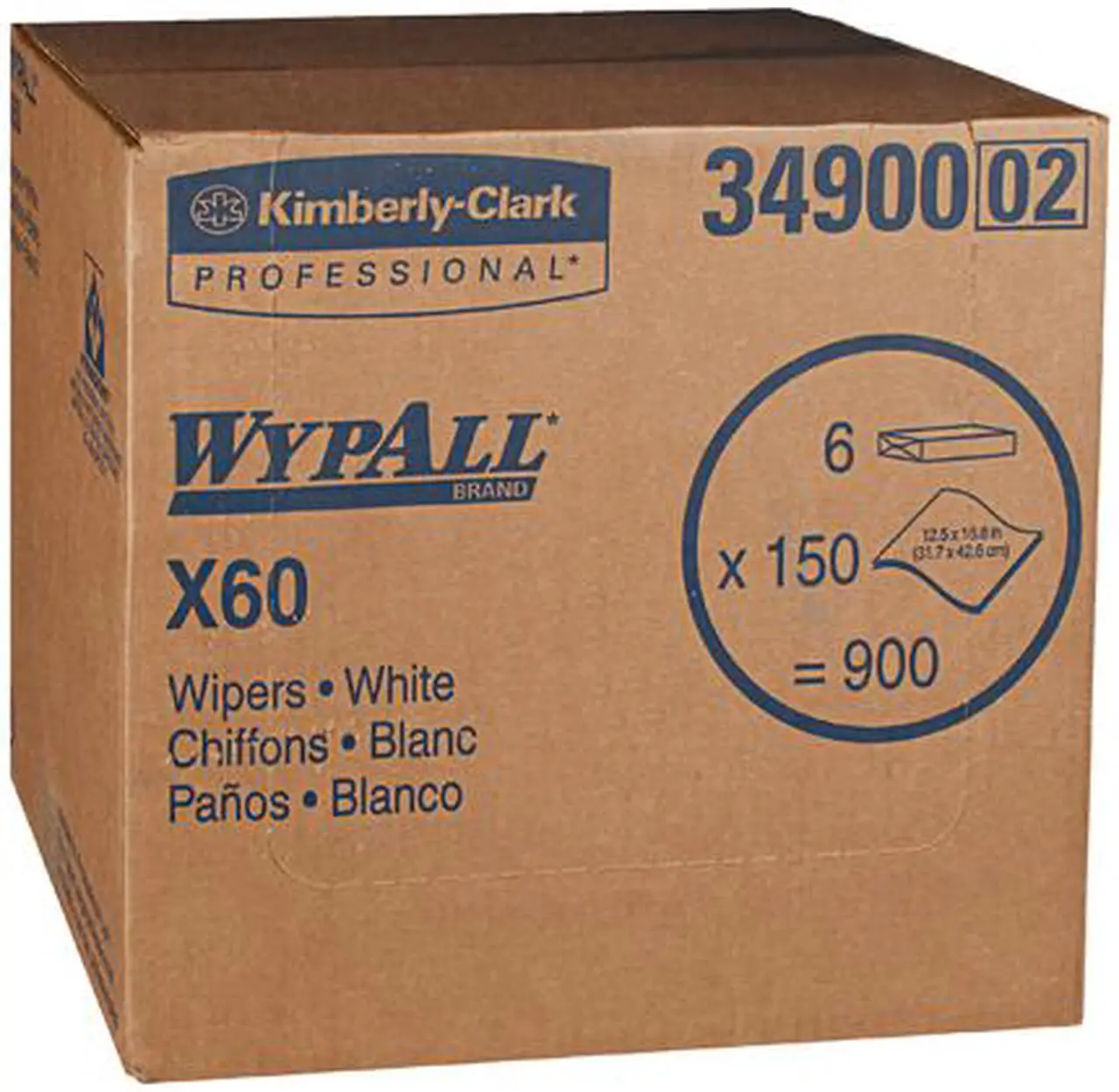 Alt view image 4 of 4 - WypAll X60 Reusable Cloths (34900), White, Flat Sheets, 150 Sheets / Pack, 6 Packs / Case, 900 Wipes / Case
