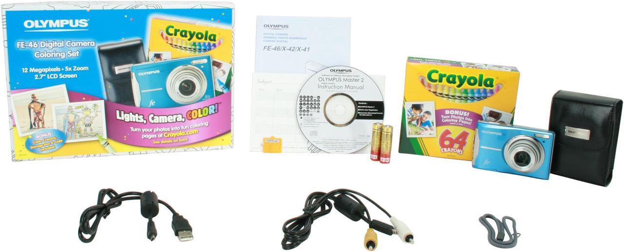 Alt view image 10 of 10 - OLYMPUS FE-46 Light Blue 12.0 MP 5X Optical Zoom Digital Camera with a FREE CASE and a box of Crayola Crayons