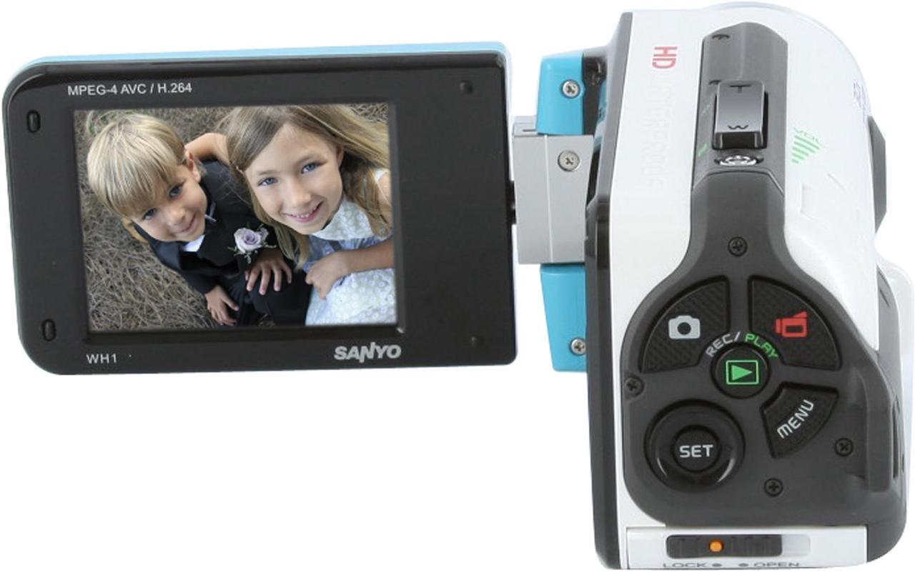 Alt view image 4 of 9 - SANYO Xacti VPC-WH1 Blue 1/6" CMOS Sensor 2.5" 150K LCD 30X Optical Zoom Waterproof HD Dual Camera