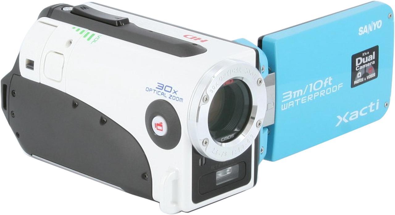 Alt view image 7 of 9 - SANYO Xacti VPC-WH1 Blue 1/6" CMOS Sensor 2.5" 150K LCD 30X Optical Zoom Waterproof HD Dual Camera