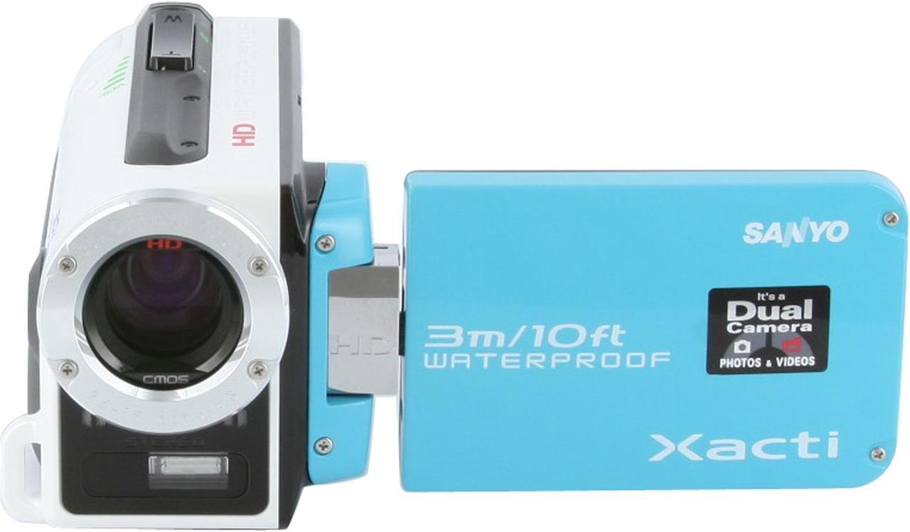 Alt view image 8 of 9 - SANYO Xacti VPC-WH1 Blue 1/6" CMOS Sensor 2.5" 150K LCD 30X Optical Zoom Waterproof HD Dual Camera