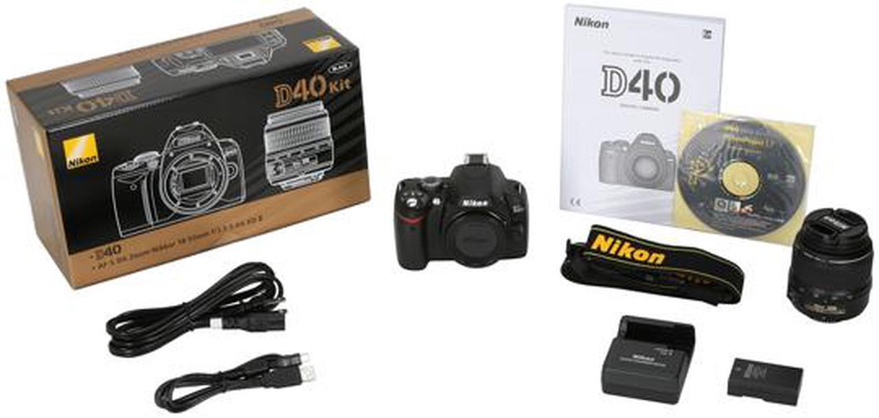 Alt view image 13 of 13 - Nikon D40 Black 6.1 MP Digital SLR Camera w/AF-S DX NIKKOR ED 18-55mm f/3.5-5.6G II Lens