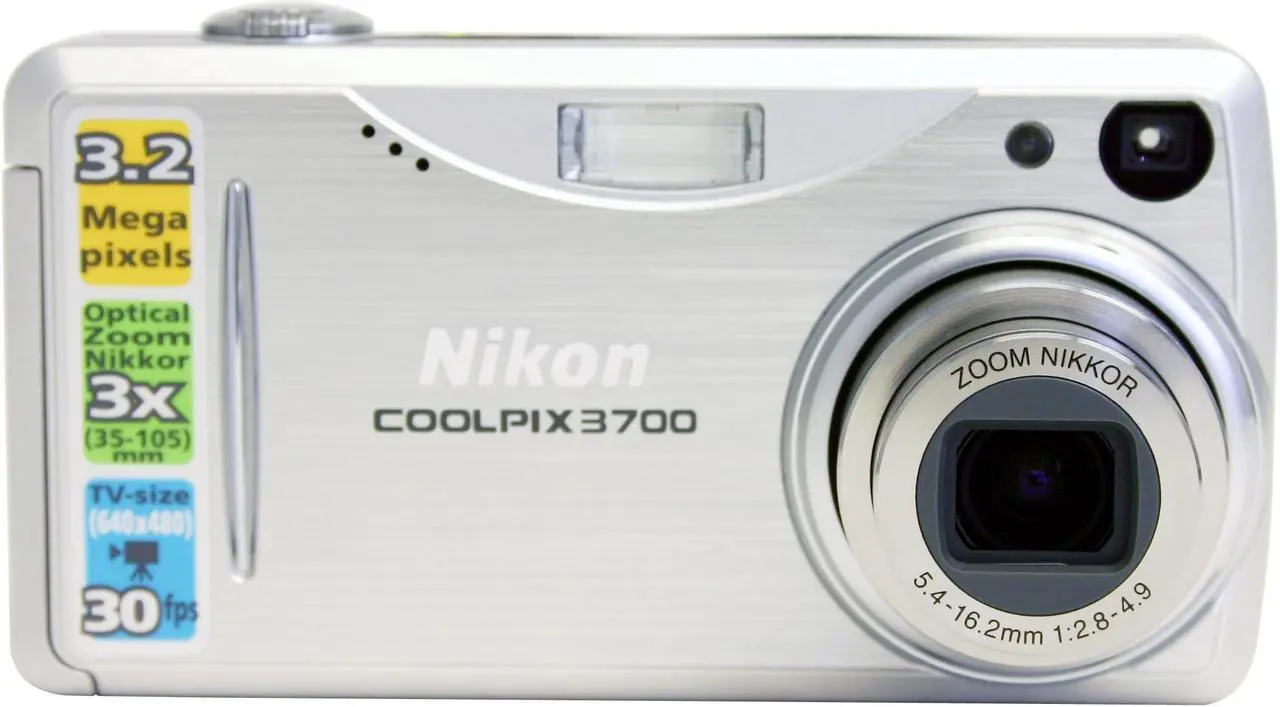 Alt view image 2 of 9 - Nikon COOLPIX 3700 Silver 3.2MP 3X Optical Zoom Digital Camera