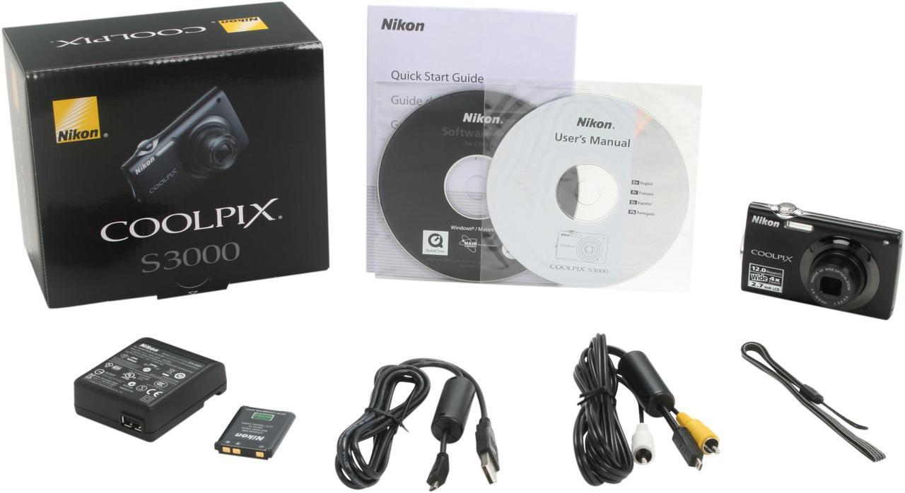 Alt view image 6 of 6 - Nikon COOLPIX S3000 Black 12.0 MP 4X Optical Zoom 27mm Wide Angle Digital Camera
