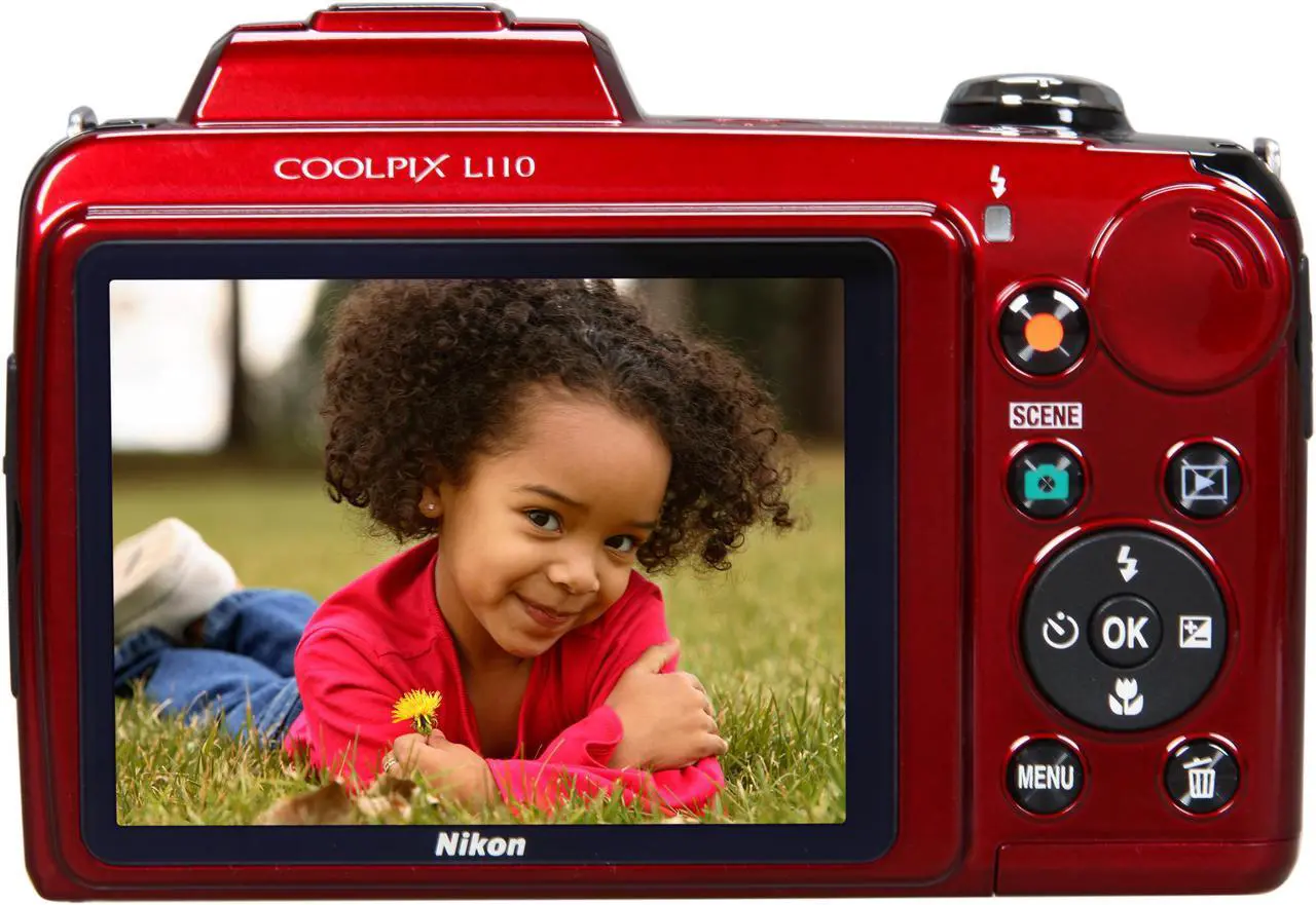 Alt view image 4 of 9 - Nikon COOLPIX L110 Red 12.1 MP 15X Optical Zoom 28mm Wide Angle Digital Camera