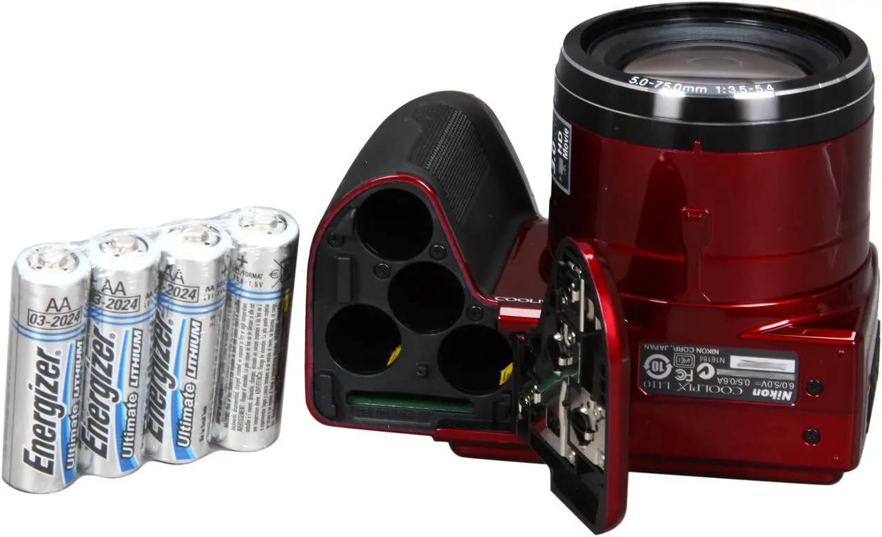 Alt view image 8 of 9 - Nikon COOLPIX L110 Red 12.1 MP 15X Optical Zoom 28mm Wide Angle Digital Camera