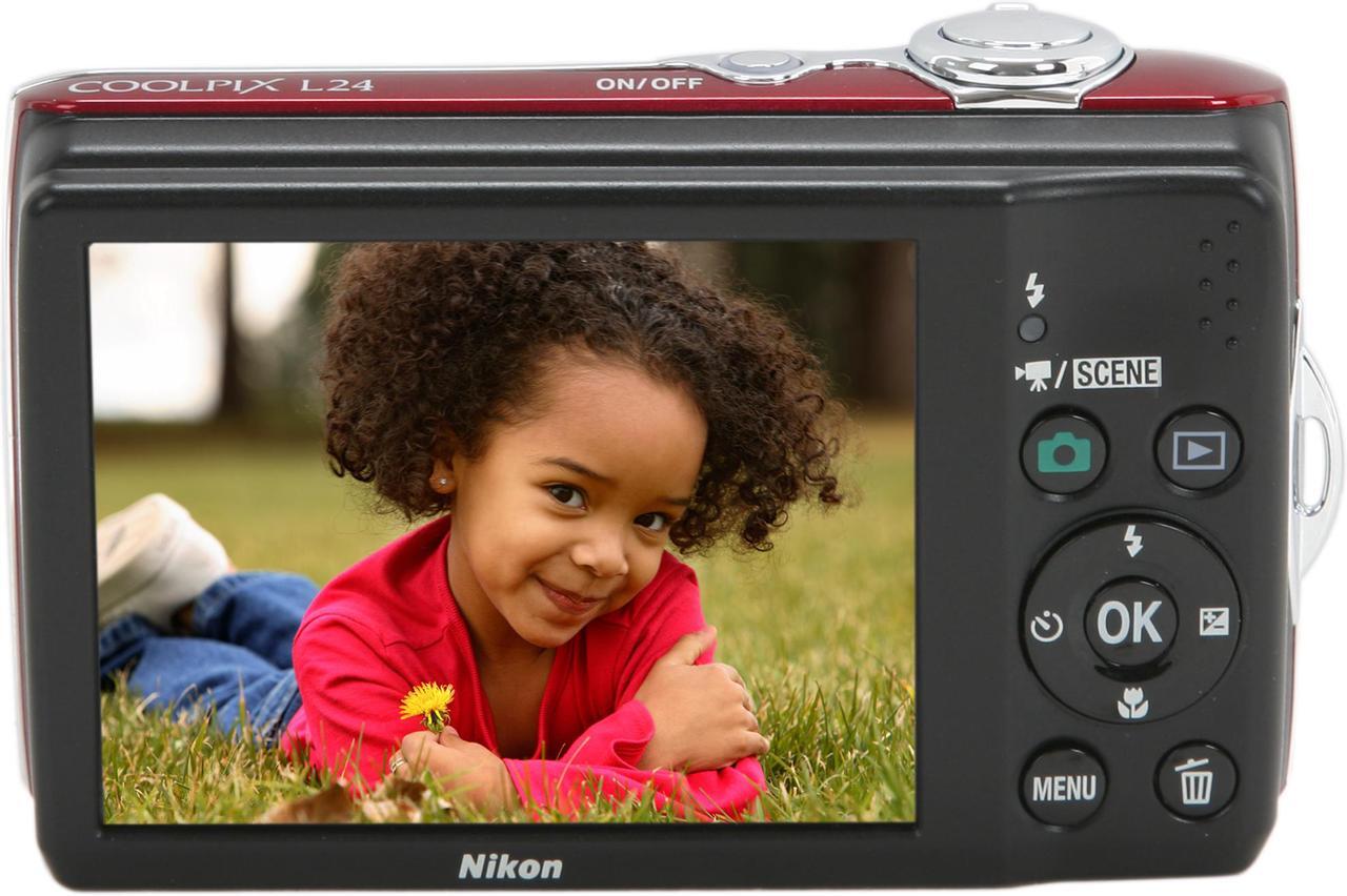Alt view image 4 of 8 - Nikon COOLPIX L24 Red 14.0 MP 3.6X Optical Zoom Digital Camera